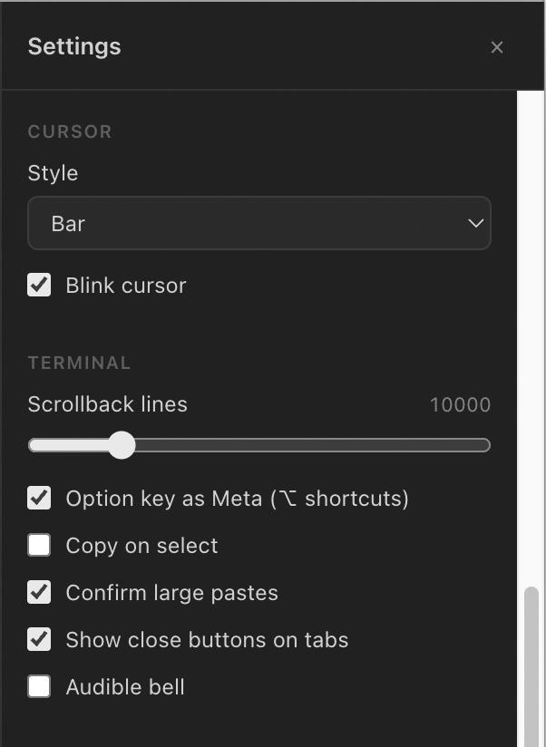 trmnl terminal settings